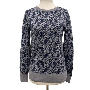 Julien David Wool Blend Printed Long Sleeve Blue Gray Sweater Size Medium